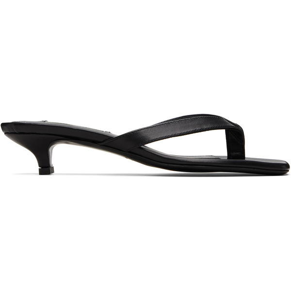  Toteme Black Leather Flip Flop Heeled Sandals 
