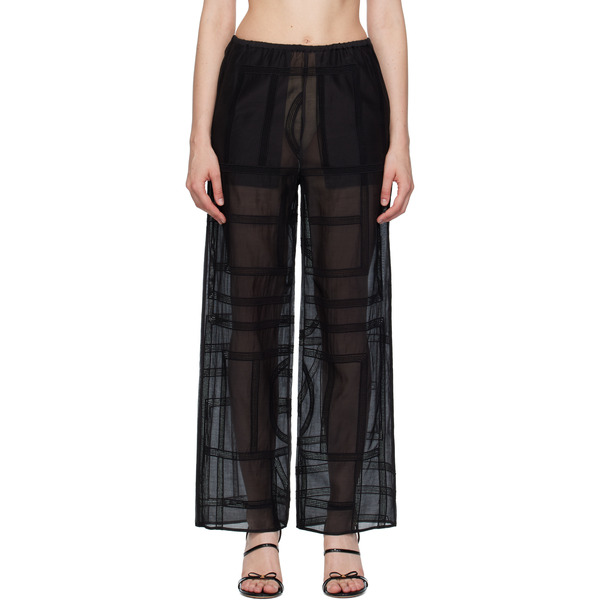  Toteme Black Monogram Crochet Pj Lounge Pants 