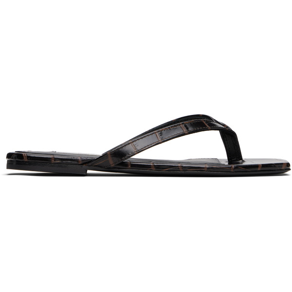  Toteme Brown Croco-embossed Flip-flops 