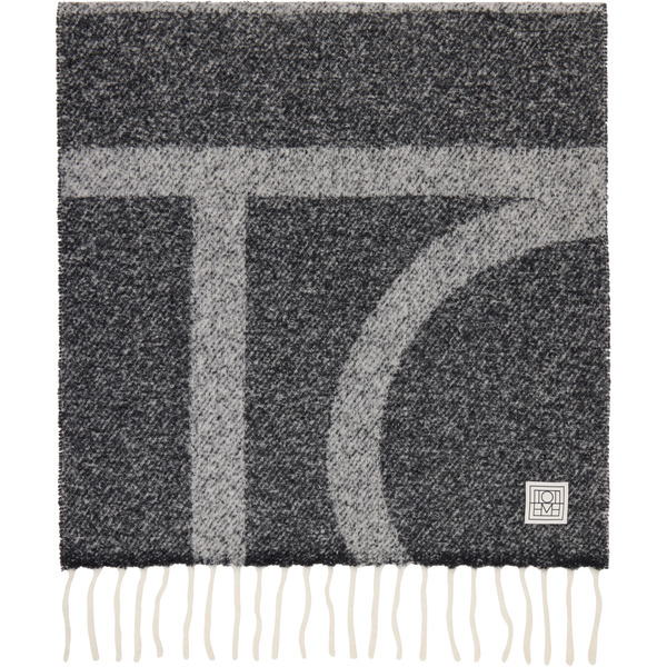  Toteme Gray Monogram Jacquard Scarf 