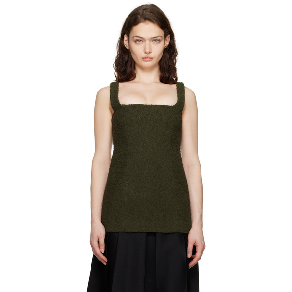  Toteme Green Square Neck Bouclé Top 