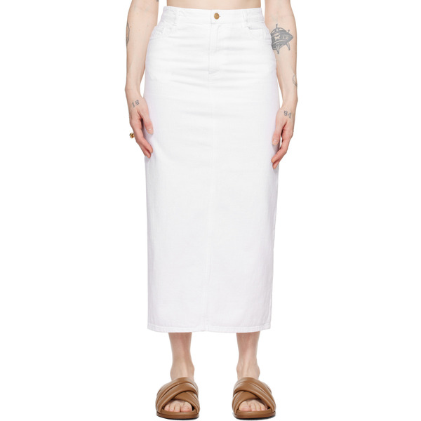 Tove White Sera Denim Midi Skirt 