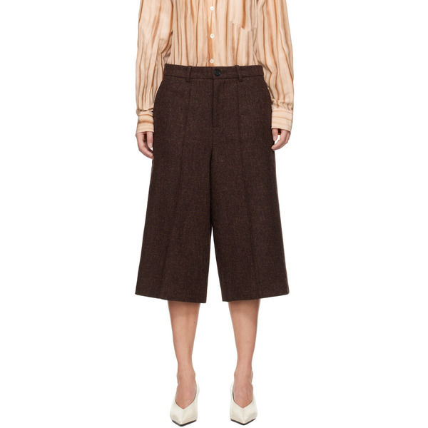  Umber Postpast Burgundy Wool Bermuda Shorts 