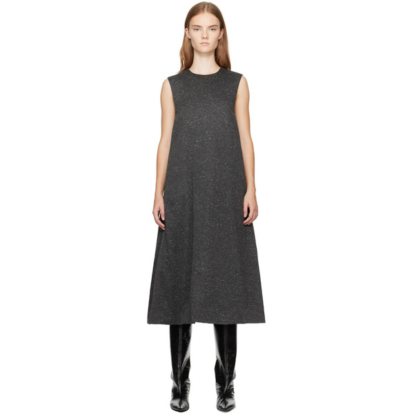 Umber Postpast Gray Viscose Jersey Insulated Midi Dress 