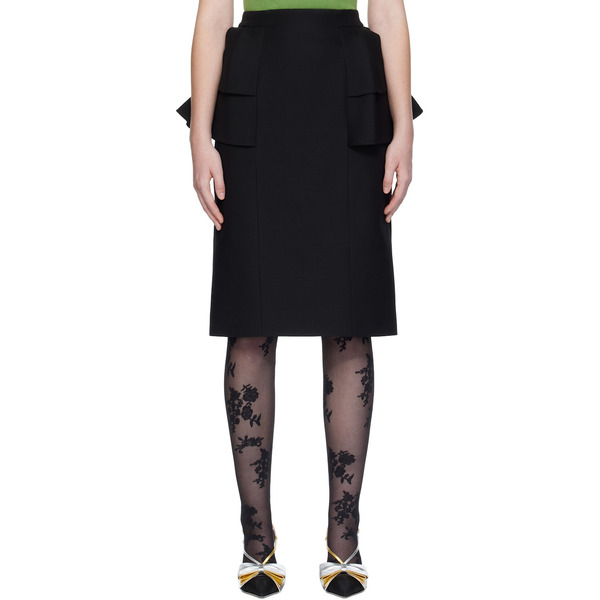  Valentino Black Crepe Couture Midi Skirt 