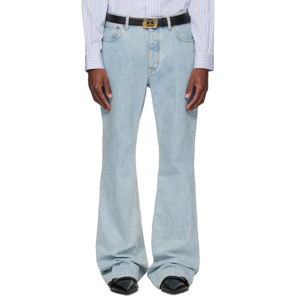  Valentino Blue 5 Pocket Flare Jeans 