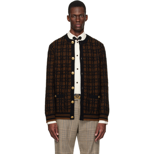  Valentino Brown & Black Wool Cardigan 
