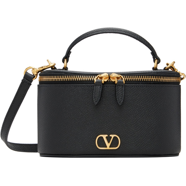  Valentino Garavani Black Vlogo Signature Mini Vanity Bag 