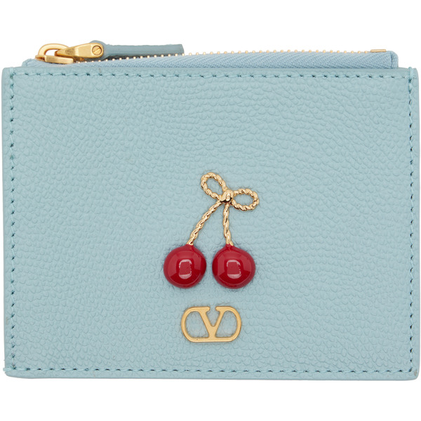  Valentino Garavani Blue Cherryfic Card Holder 