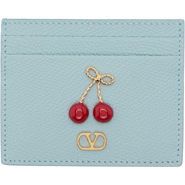 Valentino Garavani Blue Cherryfic Card Holder 