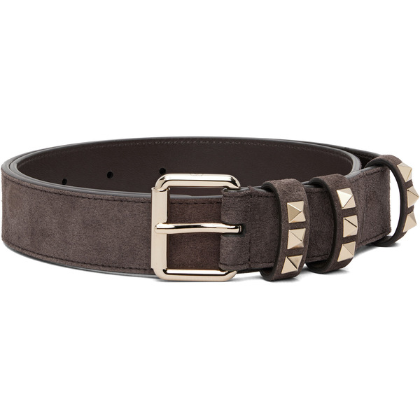  Valentino Garavani Brown Rockstud Suede 30 Belt 