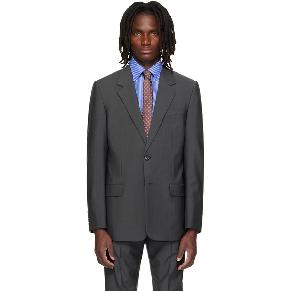  Valentino Gray Wool Mohair Blazer 