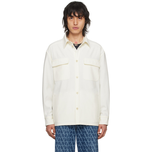  Valentino Off-white Spread Collar Shirt 