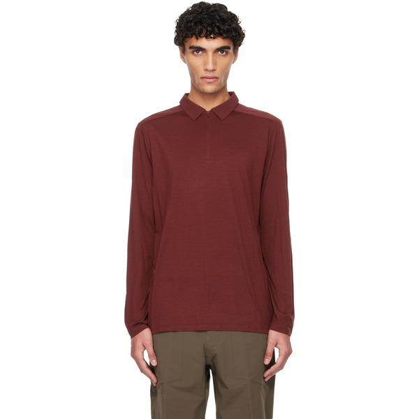  Veilance Burgundy Frame Ls Polo 