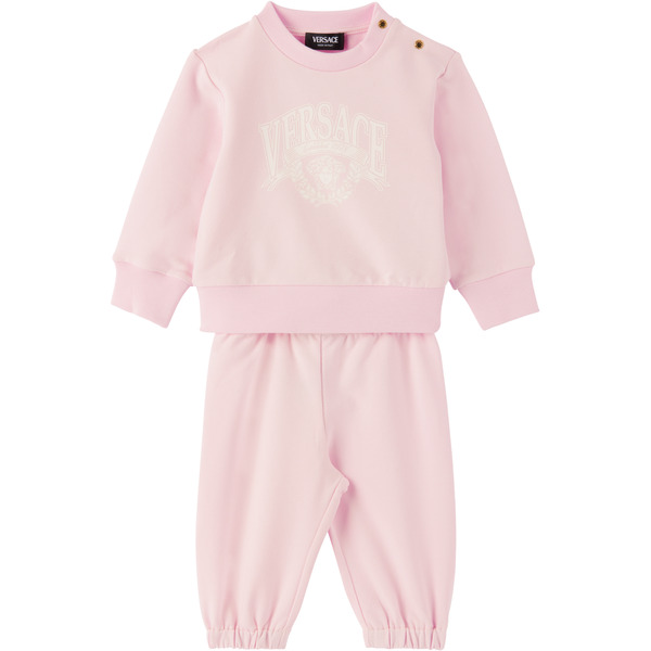  Versace Baby Pink Printed Cotton-jersey Sweatsuit 
