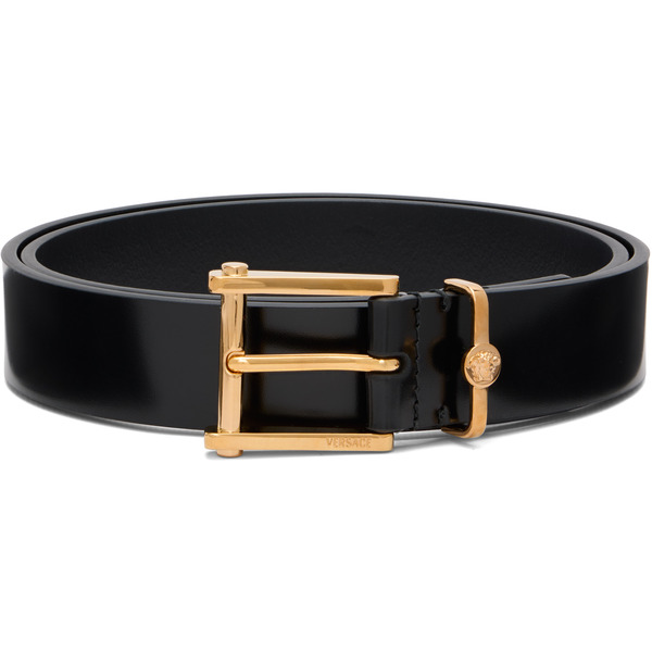  Versace Black Column Leather Belt 