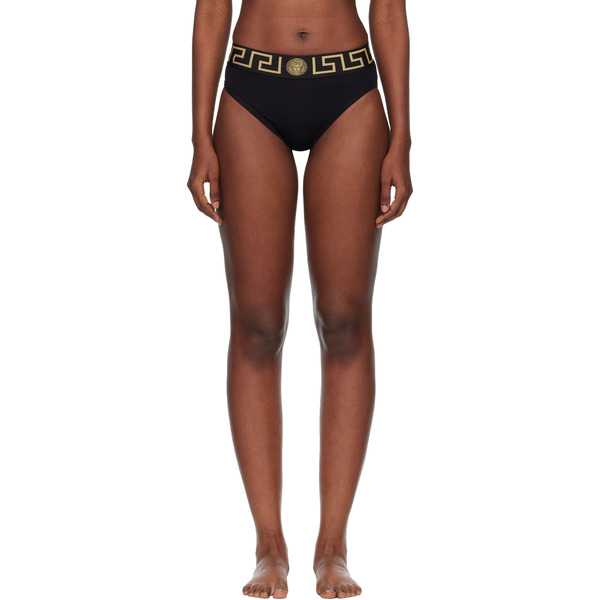  Versace Black Cotton-jersey High-waist Briefs 