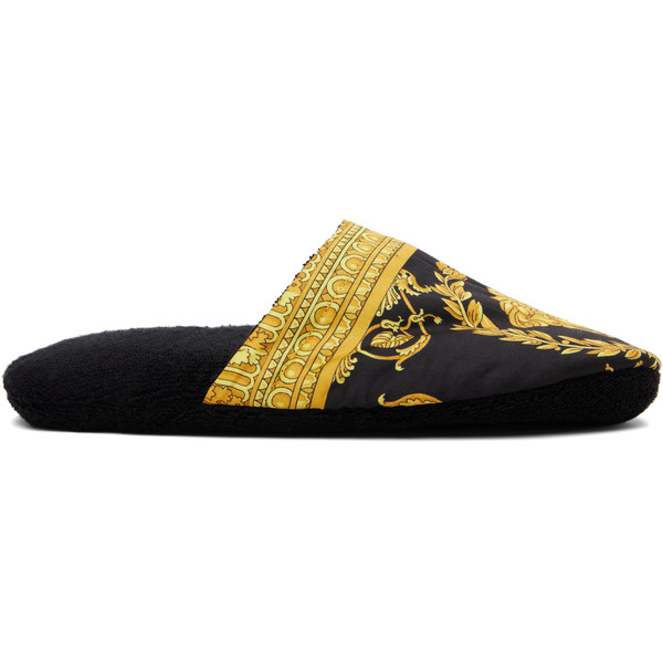  Versace Black 'i Heart Baroque' Slippers 