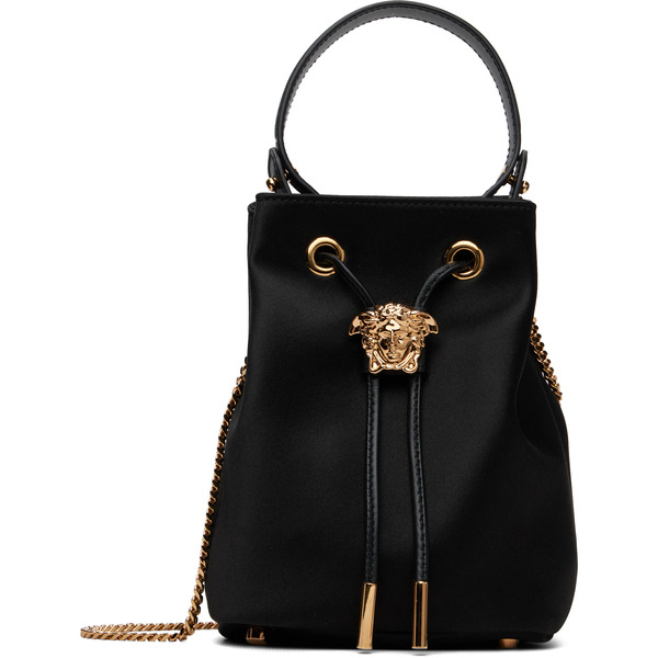  Versace Black 'la Medusa' Satin Mini Bucket Bag 