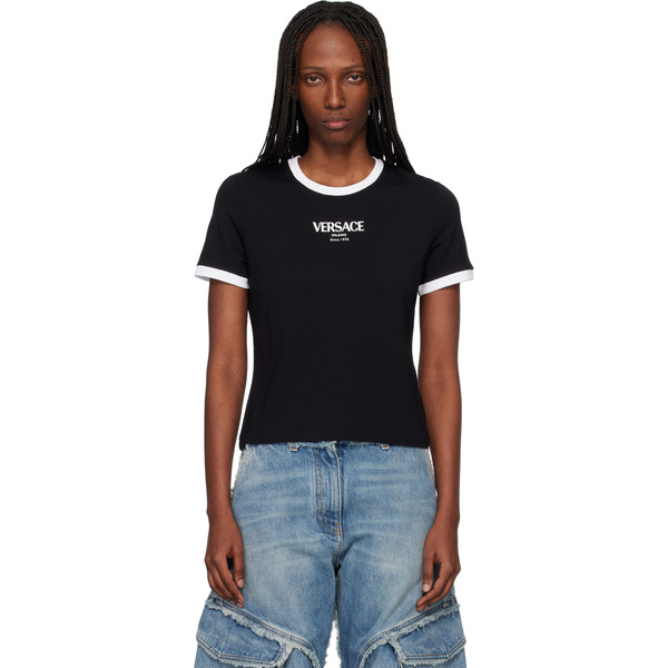  Versace Black Stretch Viscose-jersey T-shirt 