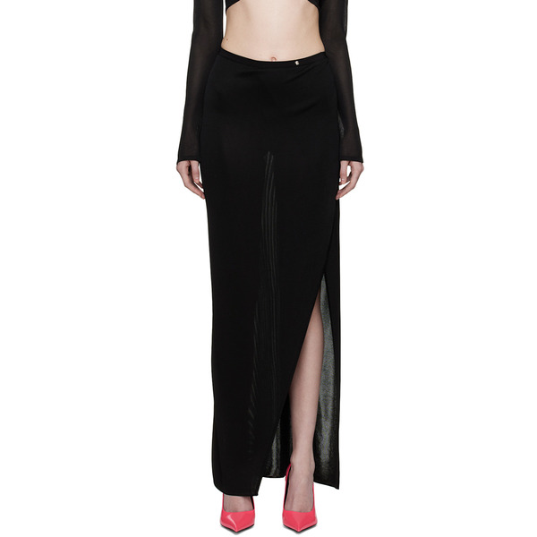  Versace Black Vented Maxi Skirt 