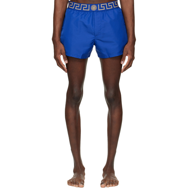 Versace Blue Greca Swim Shorts 