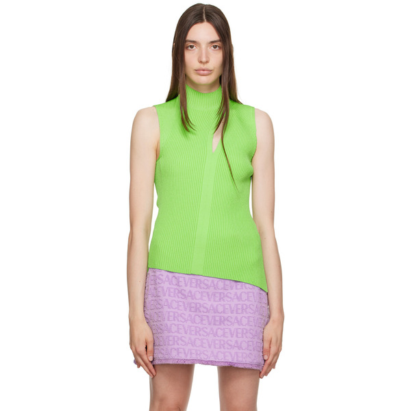 Versace Green Slashed Turtleneck 
