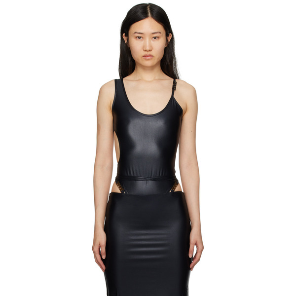  Versace Jeans Couture Black Asymmetric Bodysuit 