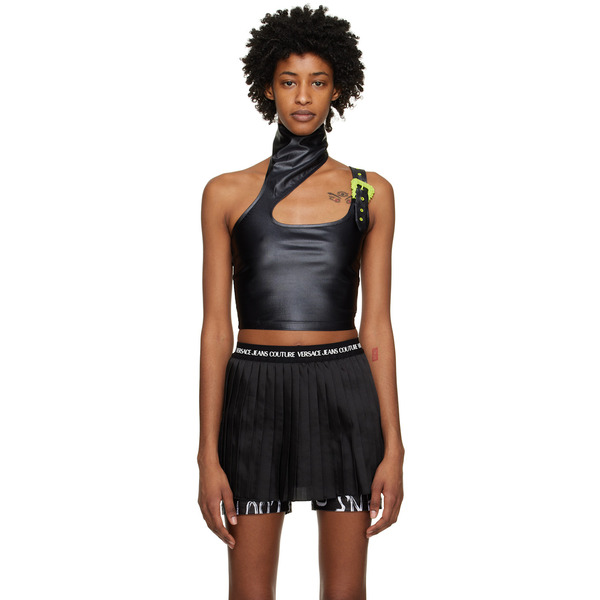  Versace Jeans Couture Black Baroque Buckle Tank Top 