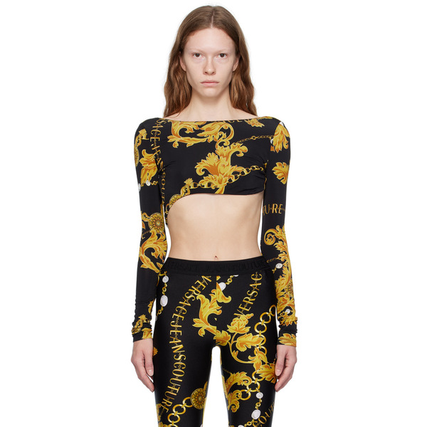  Versace Jeans Couture Black Chain Couture Bodysuit 