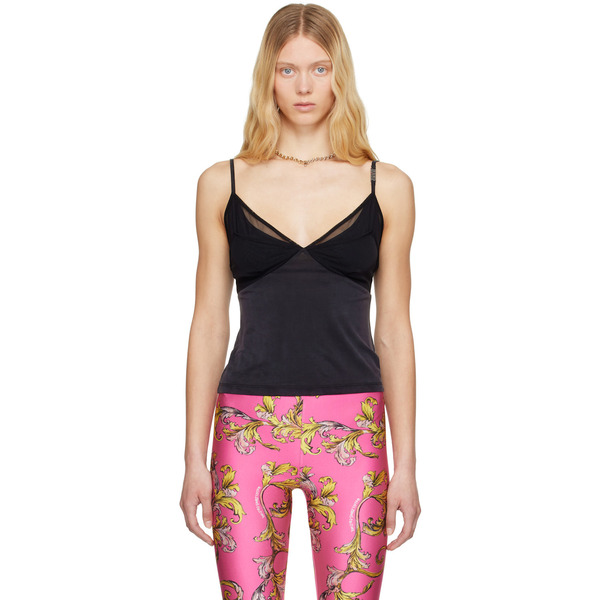  Versace Jeans Couture Black Logo Hardware Tank Top 