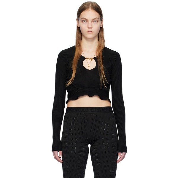  Versace Jeans Couture Black Ruffled Top 