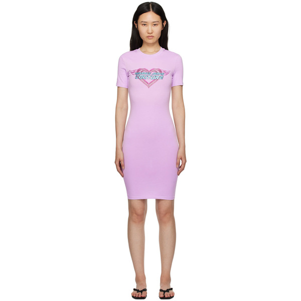  Versace Jeans Couture Purple Crystal Midi Dress 