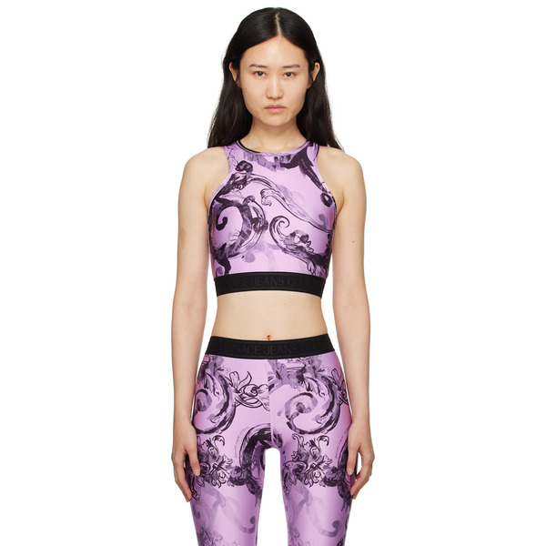  Versace Jeans Couture Purple Printed Tank Top 