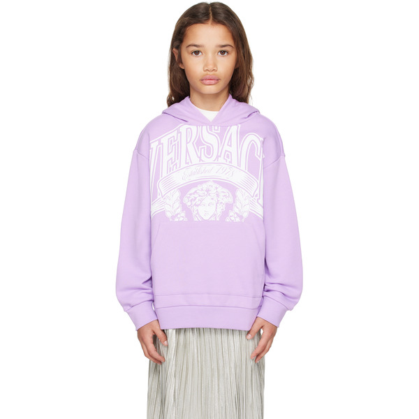  Versace Kids Purple Printed Cotton-jersey Hoodie 