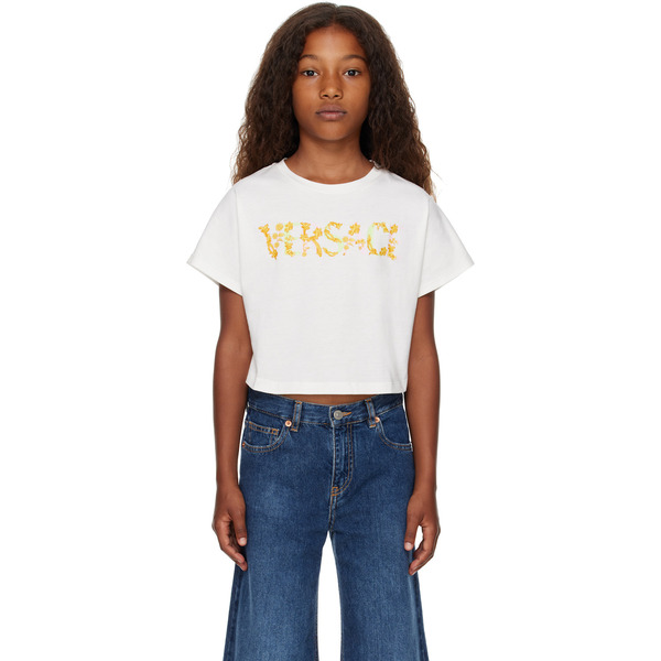  Versace Kids White 'versace' Logo T-shirt 