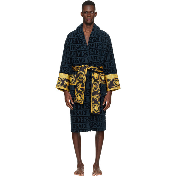  Versace Navy 'i Heart Baroque' Bathrobe 