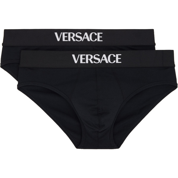  Versace Two-pack Black Cotton-jersey Briefs 