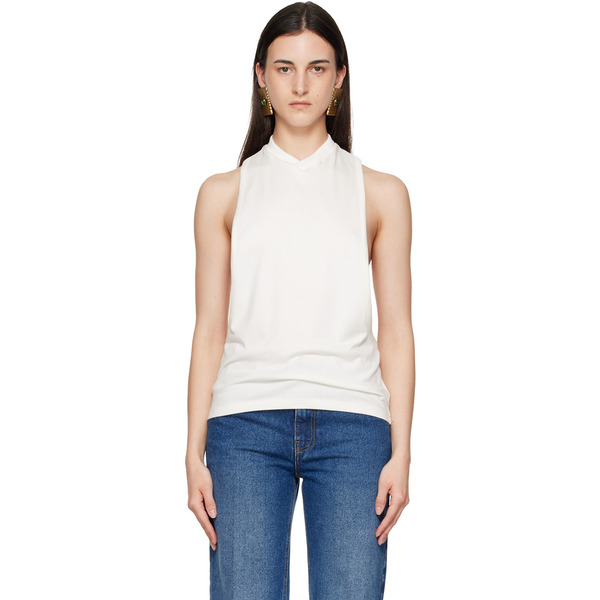  Versace White Embroidered Stretch Cotton-jersey Tank Top 