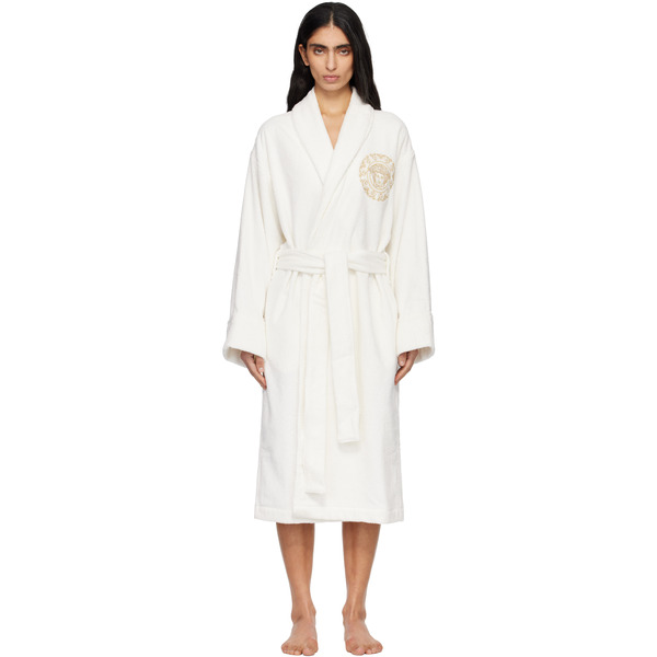  Versace White Medusa Gala Bathrobe 