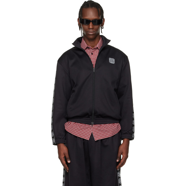  Vetements Black Biker Cross Tape Zip-up Track Jacket 