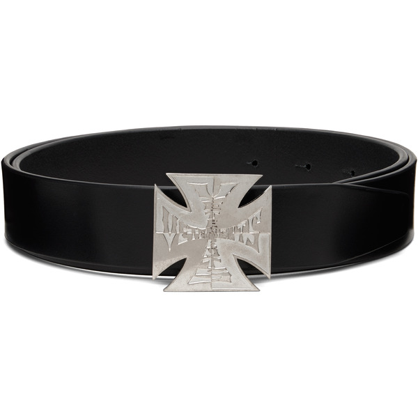  Vetements Black Metal Biker Cross Logo Belt 
