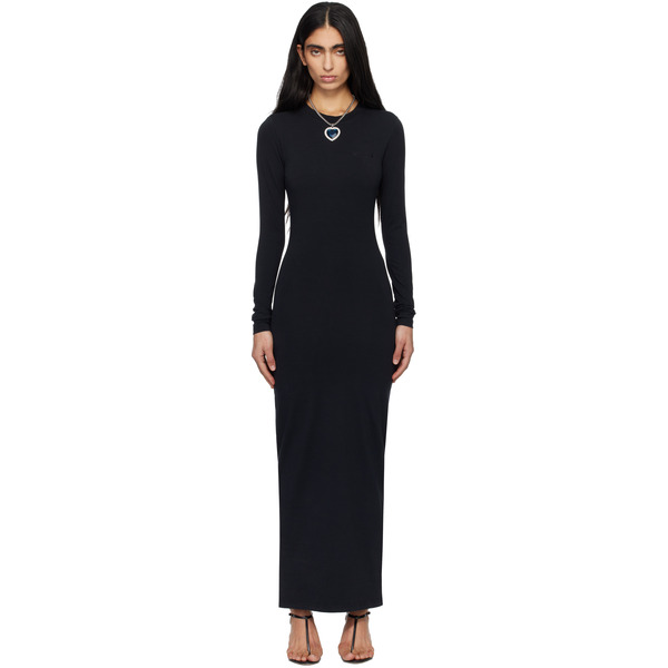  Vetements Black Ribbed Maxi Dress 
