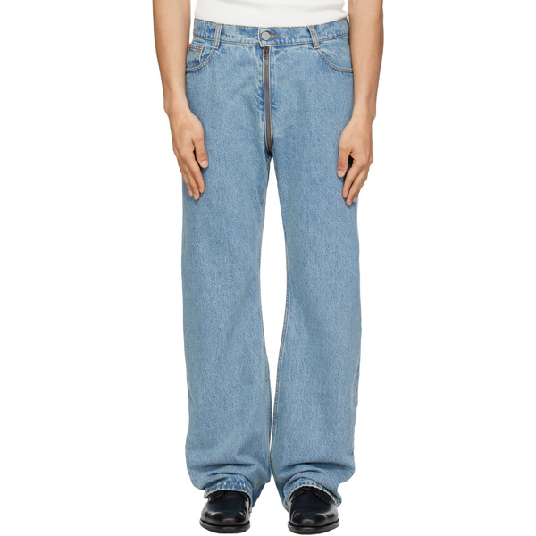  Vetements Blue Allover Zip O-leg Jeans 