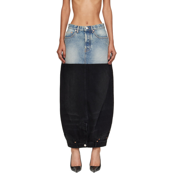  Vetements Blue & Black Double Denim Maxi Skirt 