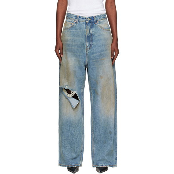  Vetements Blue Distressed Baggy Jeans 