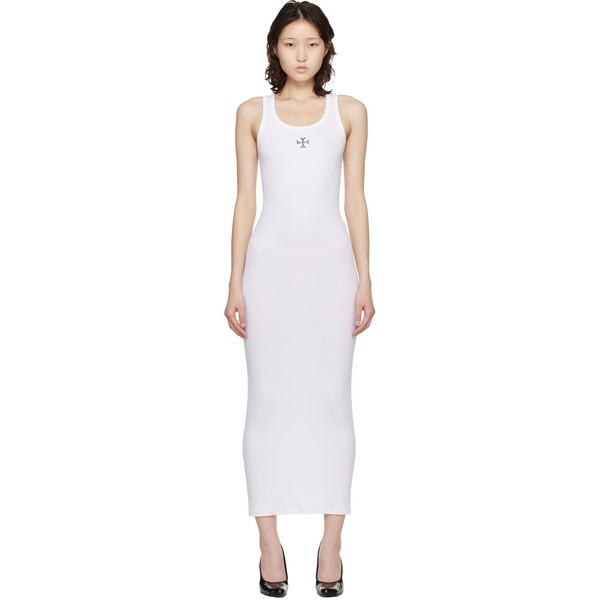  Vetements White Cross Logo Tank Top Midi Dress 
