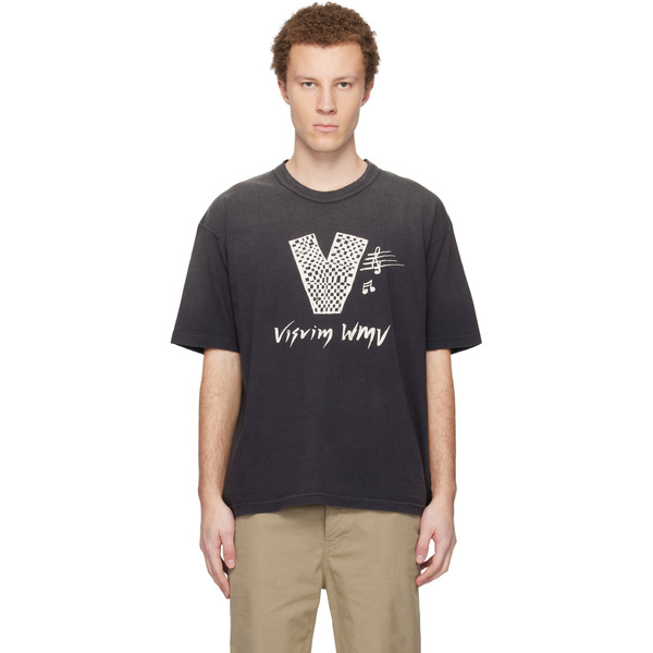  Visvim Black Jumbo S/s 'v' Crash T-shirt 