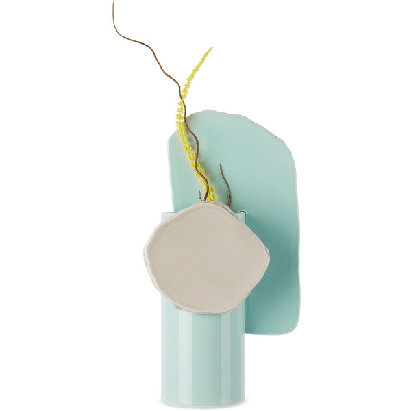  Vitra Blue & Off-white 'découpage' Vase 