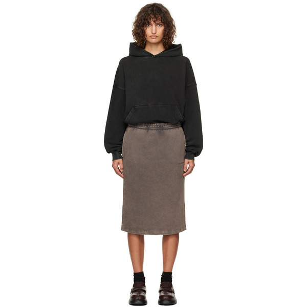  We11done Black & Brown Layered Hoodie Midi Dress 